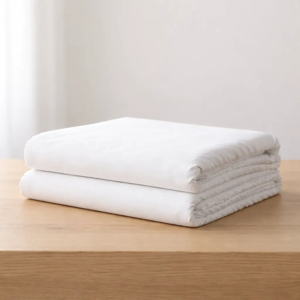Folded ZELYN fitted sheet in cotton percale
